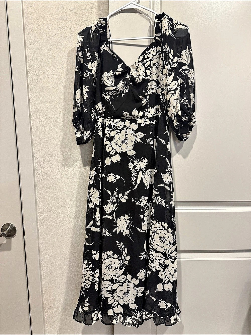 Black & White Floral Maxi Dress